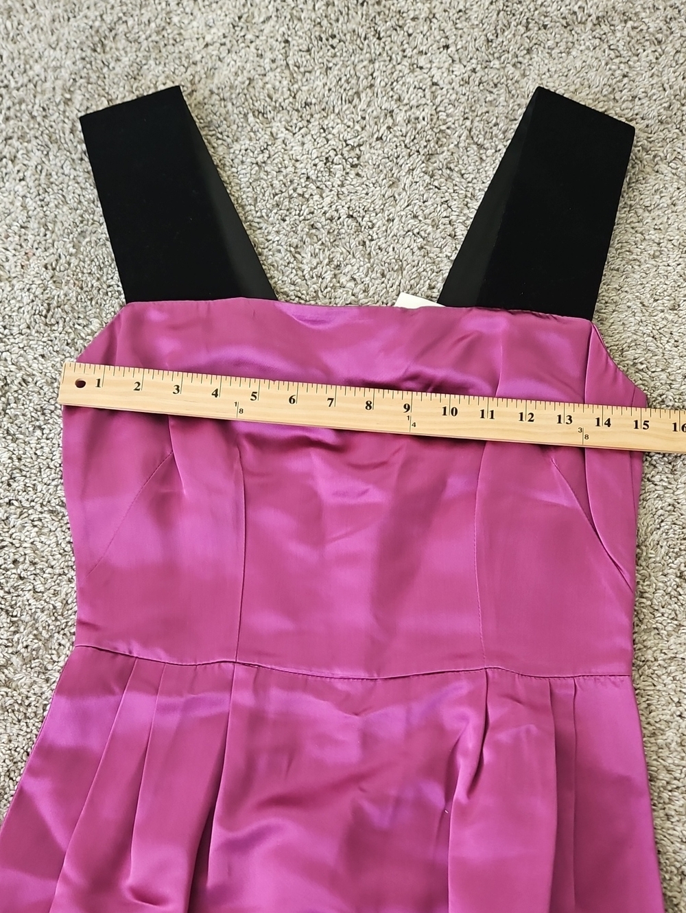 NWT Dolce & Gabbana D&G Satin Magenta Dress Black Velvet 42/M - Picture 7 of 12